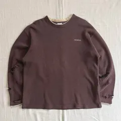 00s　archive　old converse　コンバース　胸ロゴ刺繍　レイヤードデザイン　短丈　ダメージ加工　ボロスウェット　ブラウン　L　グランジ　Y2K　ストリート　古着　layered design boro damage sweat shirt