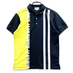 サイズ：4 JACK BUNNY ジャックバニー  半袖ポロシャツ ロゴ×ストライプ柄 ブラック系 [240101606092] ゴルフウェア メンズ ストスト