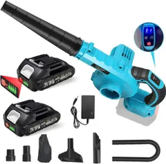 【2026昇級強化版1台2役】UPF ブロワー 洗車 強力 充電式ブロワー 6速調整 2.0Ah バッテリ一2個搭載 LED電池残量表示 マキタ18V互換バッテリー対応 エアダスター ノズル4点 吹き飛ばしと集塵 手持ち式 コードレスブロワー 掃除機 集塵機