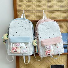 ドット柄ピンクリュック・ぬいぐるみチャーム付き - メルカリ