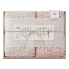 【ギフト】[タオル類]今治謹製 紋織タオル フェイスタオル2P(木箱入) ピンク