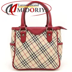 BURBERRY バーバリー ハンドバッグ ノバチェック キャンバスxレザー ベージュ レッド レディース/353069【中古】