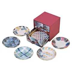 【ギフト】[食器]筆青 ブラッシュカラー 六種小皿揃(タンス箱入)