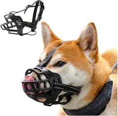 Letics 犬用 マズル 口輪 吠え 拾い食い 無駄吠え 噛みつき 傷舐め 防止 犬の訓練用品 しつけ ソフト素材 (ブラック,  L)