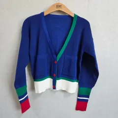 レディース カラー バイカラー ニット カーディガン F