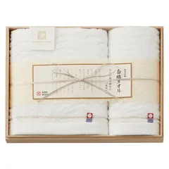 【ギフト】[タオル類]今治謹製 白織タオル フェイスタオル&ウォッシュタオル(木箱入)