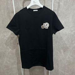 国内正規品 モンクレール ダブルワッペン Tシャツ 半袖 XL ブラック MONCLER (モンクレール) ダブルワッペン クルーネック 半袖 Tシャツ