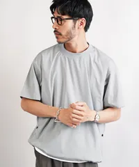 新品 未使用 JIGGYS SHOP(ジギーズショップ)ポリエステルタフタコードシャーリング半袖プルオーバー 217883 ライトグレーのサムネイル