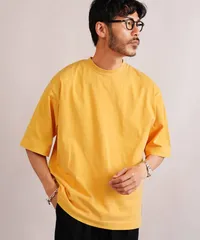 新品 未使用 JIGGYS SHOP(ジギーズショップ)フェードピグメント５分袖クルーネックＴシャツ 218067 マリーゴールドのサムネイル