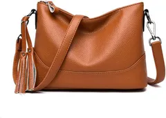 AQUA Marine ショルダーバッグ レディース 2WAY トートバッグ ハンドバッグ 斜めがけ PUレザー 肩掛け 大容量 軽量 通勤 通学 おしゃれ きれいめ 上品 大人 (ブラウン,  大容量)