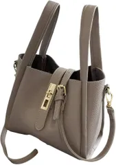 AQUA Marine ハンドバッグ レディース 2WAY ショルダーバッグ トートバッグ 小さめ PUレザー 本革風 軽量 肩掛け オフィス カジュアル かわいい おしゃれ きれいめ 上品 (ベージュ,  13cm x 22cm x 19cm)