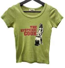 ヒステリックグラマー HYSTERIC GLAMOUR 初期タグ 80's~90’s THE HYSTERIC COOK TEE ヒスガール プリント Tシャツ 平成 Y2K 日本製 黄緑 2CT-3880 半袖 ロゴ Fサイズ 104LT-339