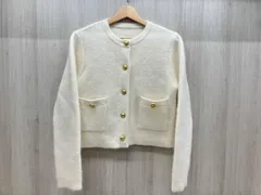 冬 anuans アニュアンス ジャケット ノーカラージャケット ラクーンブレンド ノーカラーニットジャケット 1524501048-1 F アイボリー