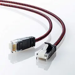 サンワサプライ CAT6A細径メッシュLANケーブル (2m) 10Gbps/500MHz RJ45 ツメ折れ防止 ブラック&レッド KB-T6
