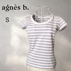 agnès b. アニエスベー　Tシャツ　グレー×白ボーダー　サイズT1（S）