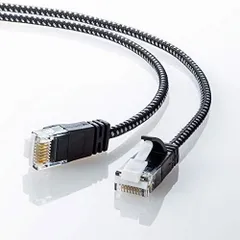 サンワサプライ CAT6A細径メッシュLANケーブル (1m) 10Gbps/500MHz RJ45 ツメ折れ防止 ブラック&ホワイト KB-T