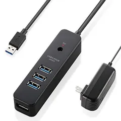 エレコム USB3.0 ハブ 4ポート ACアダプタ付 セルフ/バス両対応 マグネット付 ブラック MacBook / Surface Pro