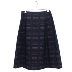 【美品】theory luxe スリットフレアスカート チェック柄 ネイビー×えんじ系×黒 サイズ36【ZK71】
