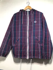 801072 HUF チェック ジップ ジャケット M ネイビー レッド ハフのサムネイル