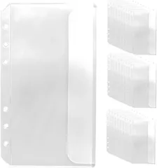 JUSTVEL バインダーポケット A6 ファイルポケット リフィル 小物が落ちない安心感 6穴 30枚 ルーズリーフポケット 縦型 横型 防水 透明 整理 紛失防止 小物収納 (クリア横入れ)