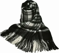 マフラー ジョンストンズ カシミヤ100% スコットランド製 ブラック×ホワイト色 Johnstons bowl 33226QWA000056KU0079