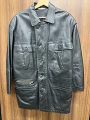 古着 / レザーカーコート 牛革 ブラック サイズL 