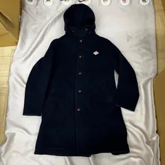 DANTON ダントン　ウールコート　ミドル丈コート　アウター　ウールモッサ　くるみボタン　ネイビー　紺　ワッペンロゴ　38サイズ　M レディース　日本製