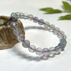 【E17611】フローライトブレスレット　8㎜カット　Fluorite bracelet 天然石＊アクセサリー　パワーストーン　クリスタルワールド
