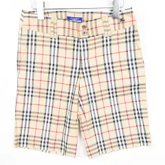 バーバリーブルーレーベル BURBERRY BLUE LABEL ハーフパンツ ストレッチ 綿 38 ベージュ チェック kz14147