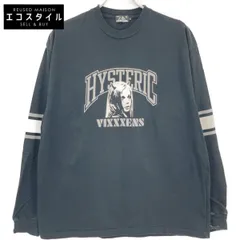 HYSTERIC GLAMOUR ヒステリックグラマー 02183CL09 ﾌﾞﾗｯｸ ｺｯﾄﾝ VIXXXENS ﾋｽｶﾞｰﾙ ﾘﾌﾞ付ﾛﾝｸﾞｽﾘｰﾌﾞｶｯﾄｿｰ L