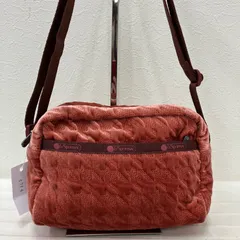8794　LeSportsac　レスポートサック　 ショルダーバッグ　斜めがけ　紐調節可能　 ベルベット　千鳥柄　レッド系　赤　 レディース