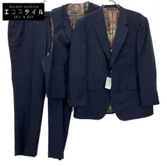 PaulSmith ポールスミス ﾈｲﾋﾞｰ×ｸﾞﾘｰﾝ ｳｰﾙ ｽﾄﾗｲﾌﾟ 3Pｽｰﾂ XL/100