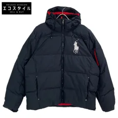 POLO RALPH LAUREN ポロ ラルフローレン ﾌﾞﾗｯｸ ﾋﾞｯｸﾞﾎﾟﾆｰ ﾌｰﾄﾞ付き ﾀﾞｳﾝｼﾞｬｹｯﾄ XXL