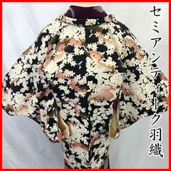 602aa7◇セミアンティーク羽織 爛漫花尽くし 金彩 昭和レトロ 大正ロマン◇美品