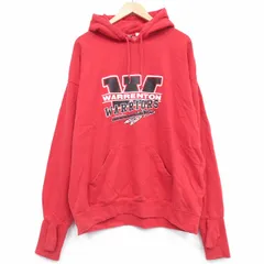 XL/古着 長袖 スウェット パーカー メンズ W 大きいサイズ 赤 25dec06