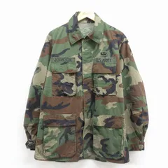 L/古着 長袖 ミリタリー ジャケット メンズ 80年代 80s コンバット パラシュート部隊 ウッドランドカモ USA製 緑他 迷彩【spe】 25dec06