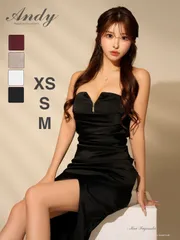 ブラック [ON3030-W-2511]【ANDY/アンディ】シンプル/ ワンカラー/ ベア/ サテン/ タイト/ フロントジップ/ ミディアムドレス/ キャバドレス/ ディアバイローブドフルールグロッシー/ AngelR