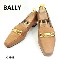 ☆バリー ローファー スクエアトゥ 21cm レザー ブラウン ゴールド金具 