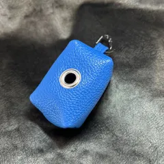 携帯ゴミ袋　ポーチ　高級　革　ブルー