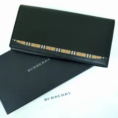 バーバリー 長財布 ブラック レザー ノバチェック 小銭入れ付き 二つ折り財布 カードケース コインケース