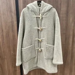 ★lucien pellat-finet ルシアン ペレ フェネ ウールボアダッフルコート ウール100% 中綿入り ドクロマークバックプリント 裏地タータンチェック スカルとヘンプリーフ刺繍 Sサイズ