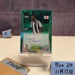 2024-25 Topps Chrome UEFA Champions League Timothy Weah 22/99 直筆サインカード Juventus Green Mojo Refractor Japan Edition カード