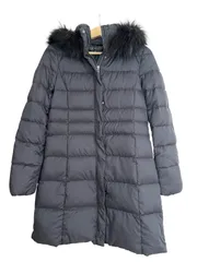  INDIVI  インディヴィ　ダウンコート　リアルファー付き　ブラック　レディース　サイズ38【ZK86】