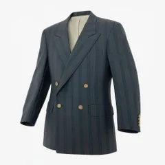 16a27 Burberrys バーバリーズ ダブルブレスト テーラードジャケット ブレザー 金ボタン チェック柄 90-78-165 A4 ネイビー系 ウール100％ メンズ 男性用o07t