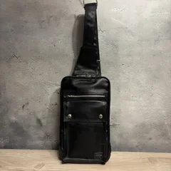 PORTER FREE STYLE スリングショルダーバッグ ブラック レザー調 ナイロン 美品
