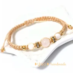 アンクレット or ブレスレット 天然石【ローズクォーツ+マザーオブパール】