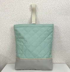 キッズ シューズケース バッグ 上履き入れ 上履き袋 キルト生地 キルティング 子ども用 入園 入学準備 無地 シンプル ミントグリーン ミントブルー YAW_MT3