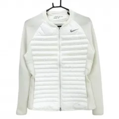 ナイキゴルフ 中綿切替ジャケット 白×アイボリー ダブルジップ 身頃中綿 レディース L ゴルフウェア NIKE
