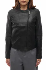 マルチェロ パンパローニ／MARCELLO PAMPALONI ダブルライダース ジャケット JKT アウター レディース 女性 女性用レザー 革 本革 ブラック 黒  A0543LJM900 ウォッシュ加工