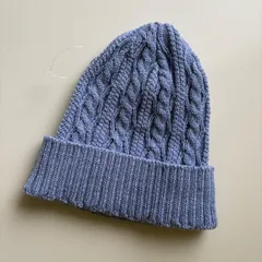 新品 ベビー ニット帽 ケーブル編み ブルー系